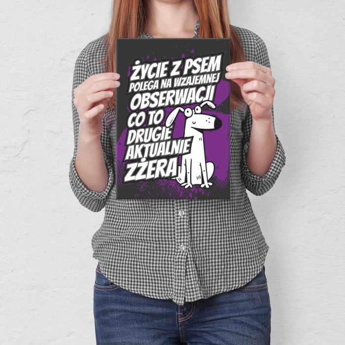 Plakat metalowy Życie z psem Prezent
