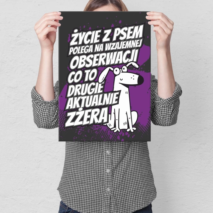 Plakat metalowy Życie z psem Prezent