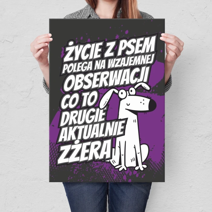 Plakat metalowy Życie z psem Prezent