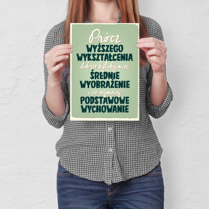 Plakat metalowy podstawowe wychowanie Prezent