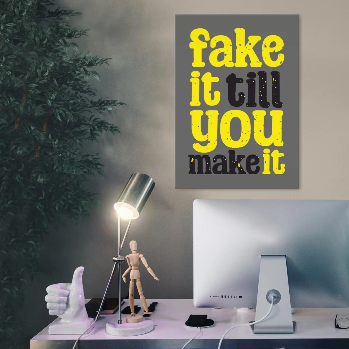 Plakat metalowy fake it Prezent