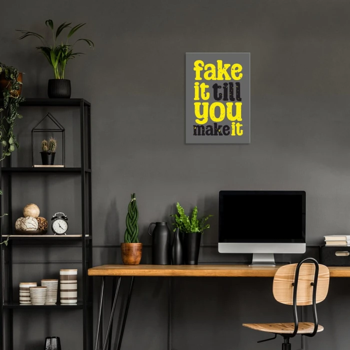 Plakat metalowy fake it Prezent