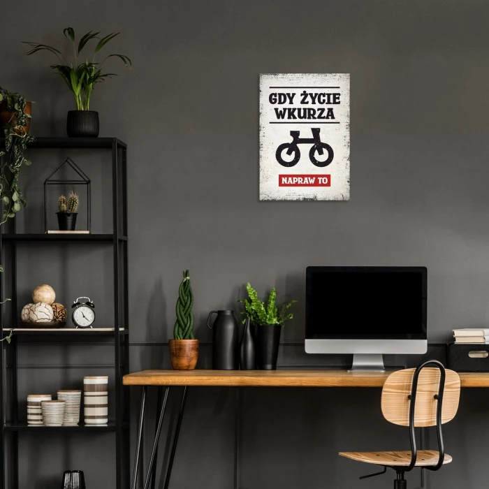 Plakat metalowy gdy życie wkurza rower Prezent