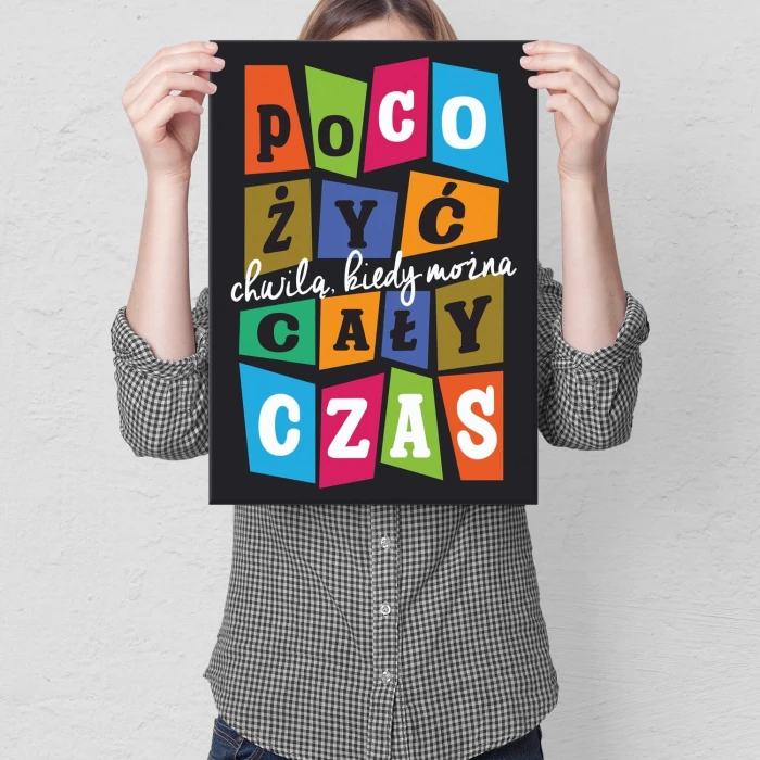 Plakat metalowy żyj cały czas Prezent