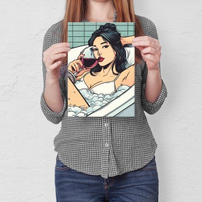 Plakat metalowy kobieta w wannie Prezent