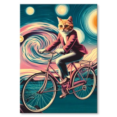 Poster metal kot na rowerze gift