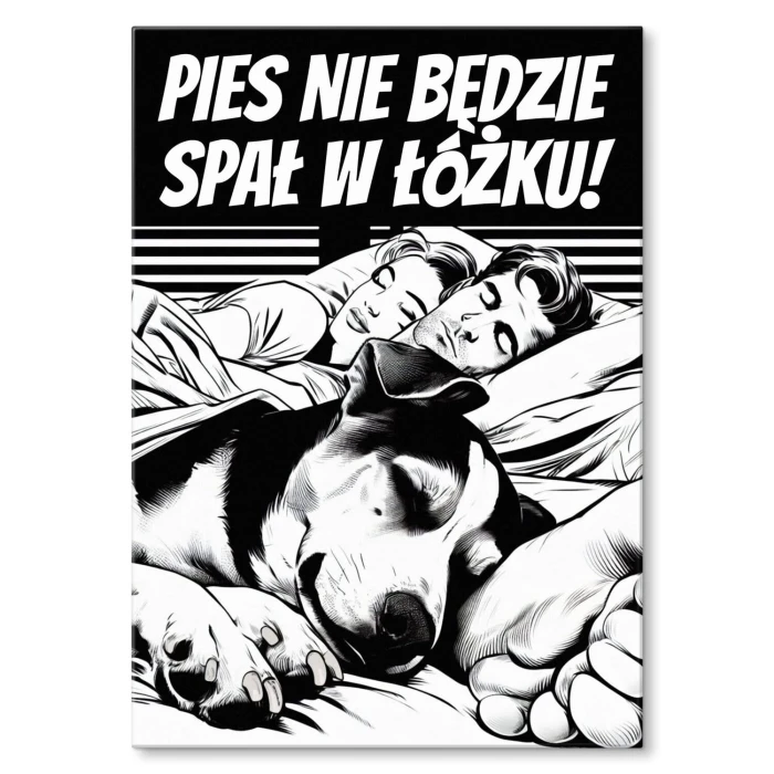 Plakat metalowy pies w łóżku Prezent