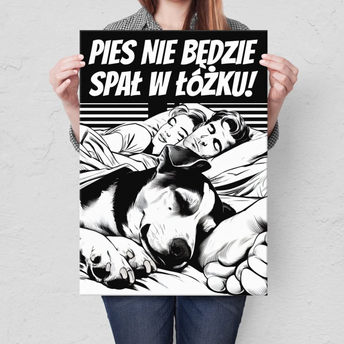 Poster metal pies w łóżku gift