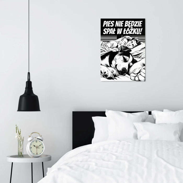 Poster metal pies w łóżku gift