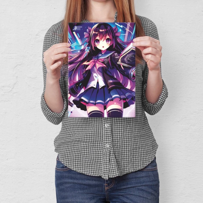 Plakat metalowy manga girl Prezent