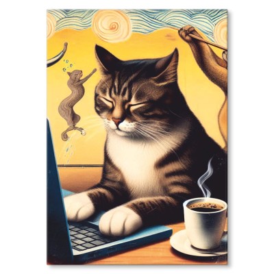 Poster metal kocham tę robotę kot gift