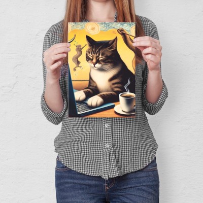 Poster metal kocham tę robotę kot gift