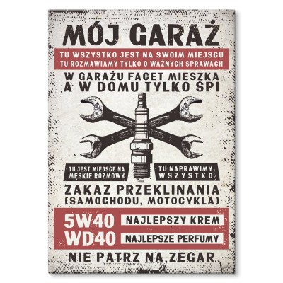 Poster metal Mój garaż świeca gift