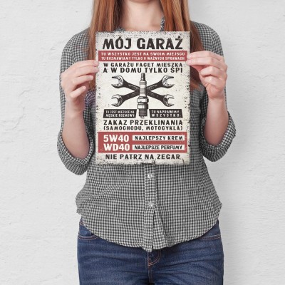Poster metal Mój garaż świeca gift
