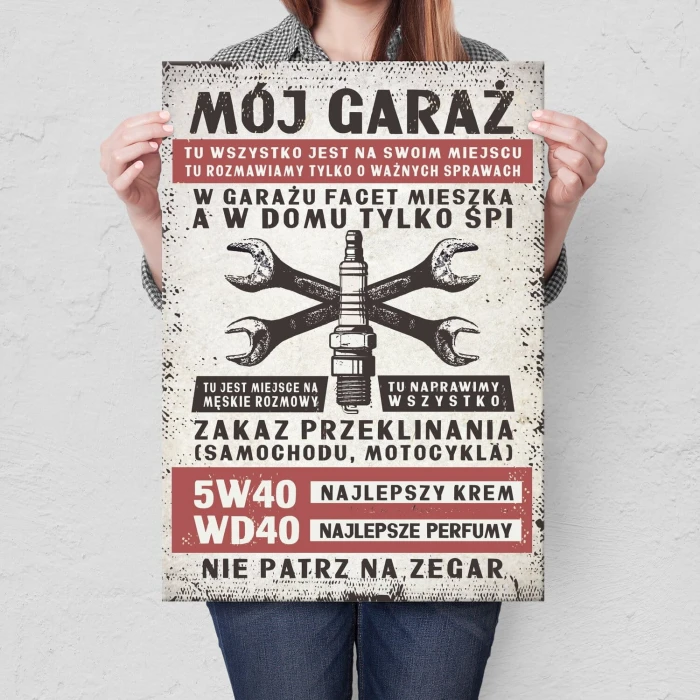 Poster metal Mój garaż świeca gift