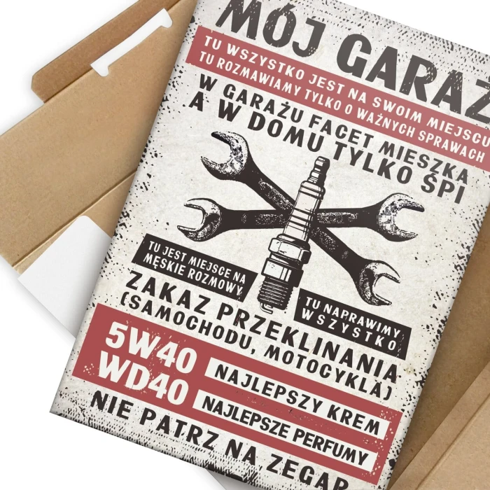 Poster metal Mój garaż świeca gift