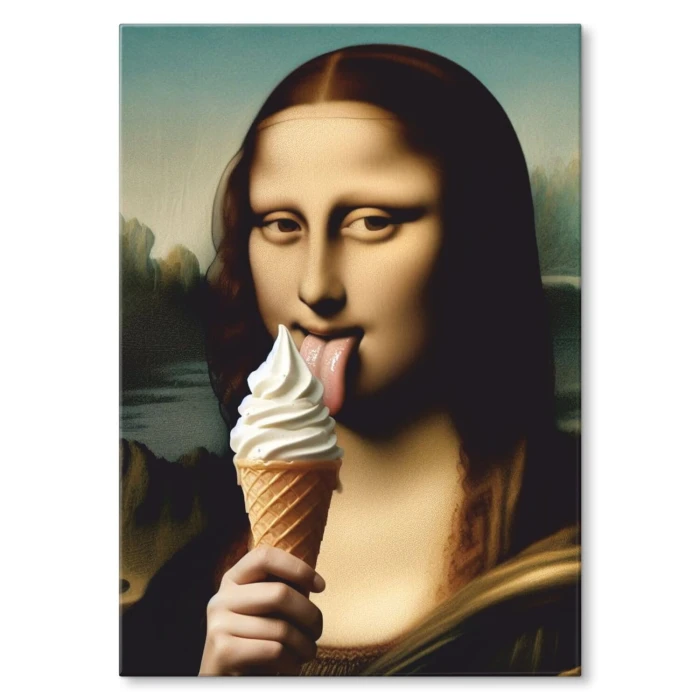 Plakat metalowy Mona LIsa z lodem Prezent