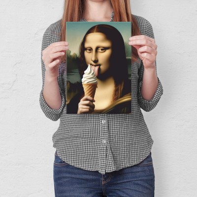 Plakat metalowy Mona LIsa z lodem Prezent