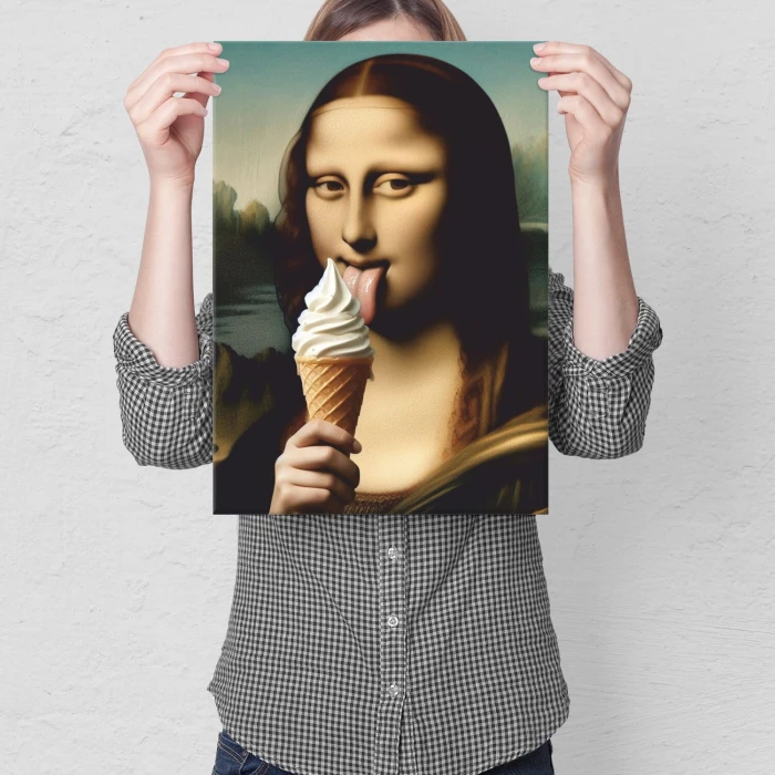 Plakat metalowy Mona LIsa z lodem Prezent