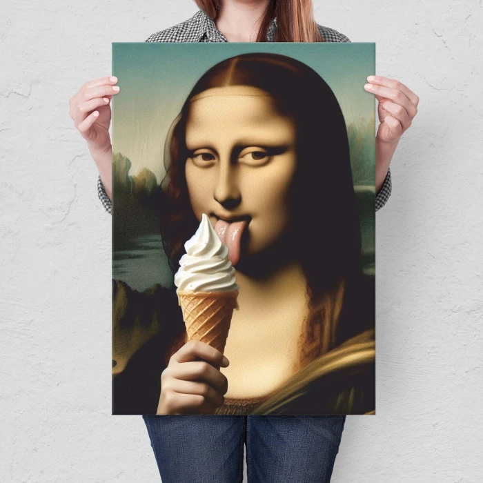 Plakat metalowy Mona LIsa z lodem Prezent