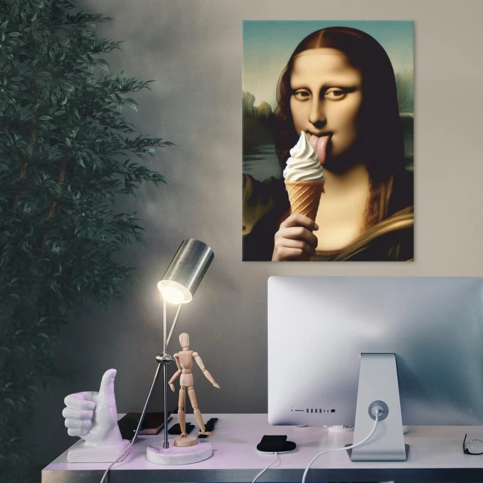 Plakat metalowy Mona LIsa z lodem Prezent