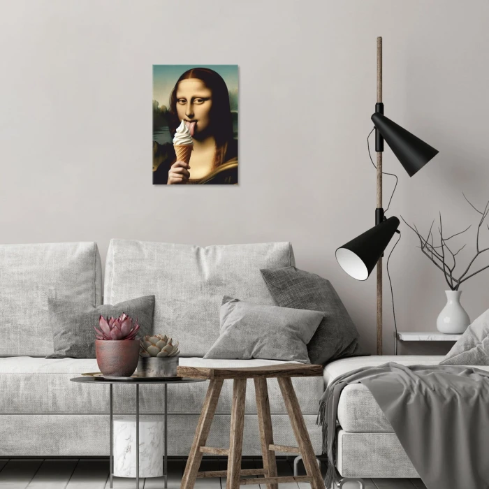 Plakat metalowy Mona LIsa z lodem Prezent