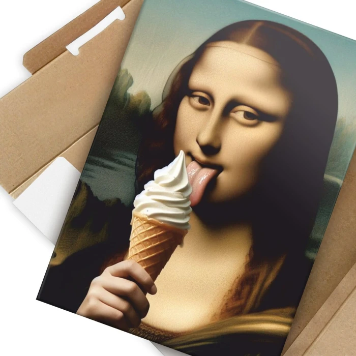 Plakat metalowy Mona LIsa z lodem Prezent