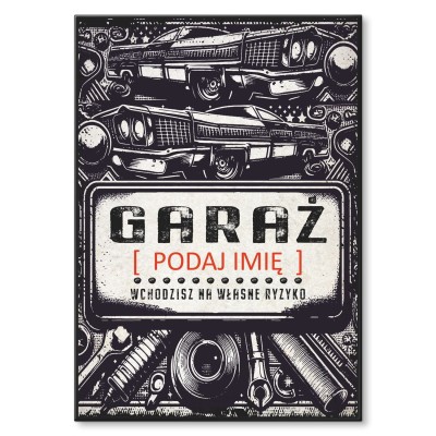 Poster metal garaż z imieniem gift
