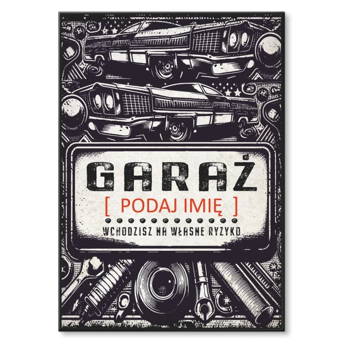 Poster metal garaż z imieniem gift