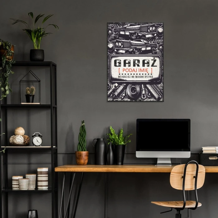 Poster metal garaż z imieniem gift