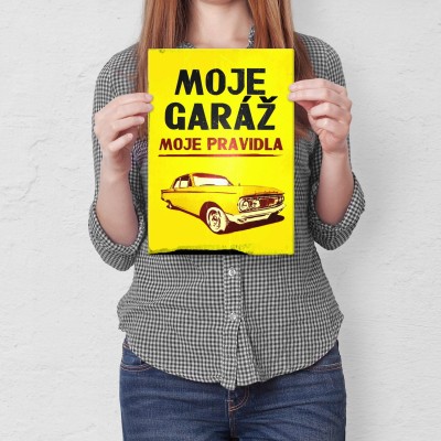Poster metal moje garáž moje pravidla gift