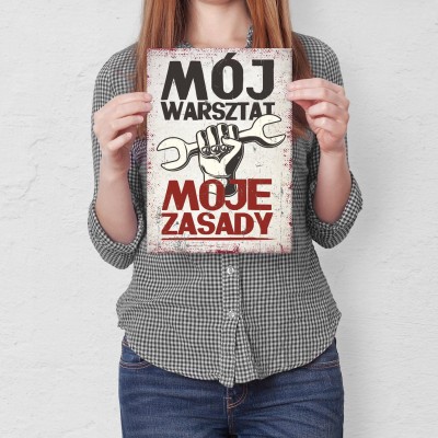Poster metal WARSZTAT ZASADY gift