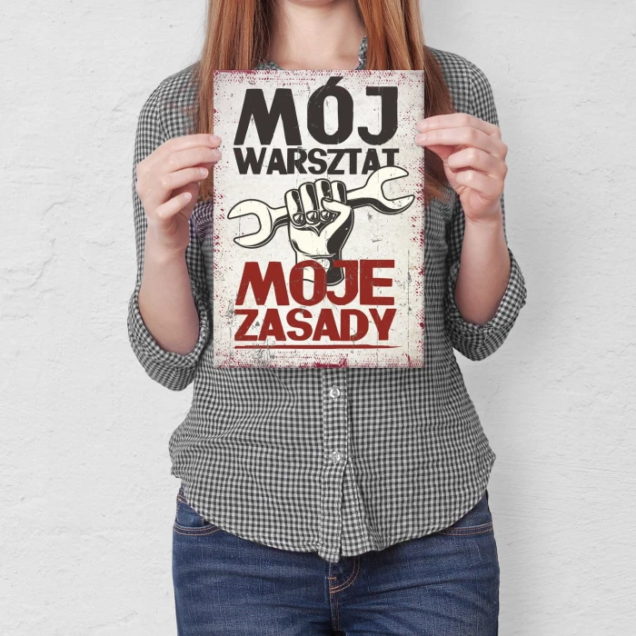 Poster metal WARSZTAT ZASADY gift