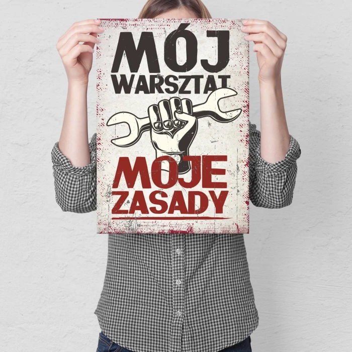 Poster metal WARSZTAT ZASADY gift