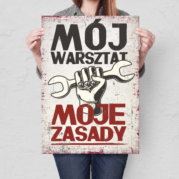 Poster metal WARSZTAT ZASADY gift