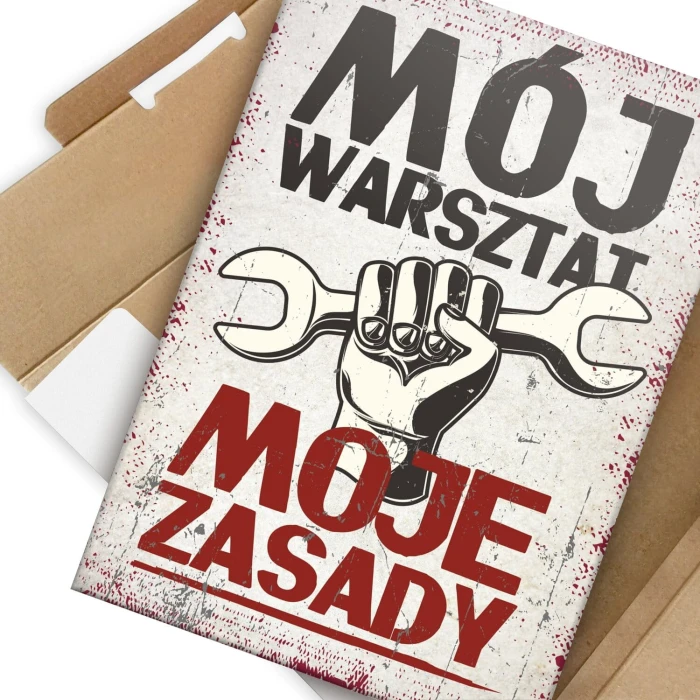 Plakat metalowy WARSZTAT ZASADY Prezent