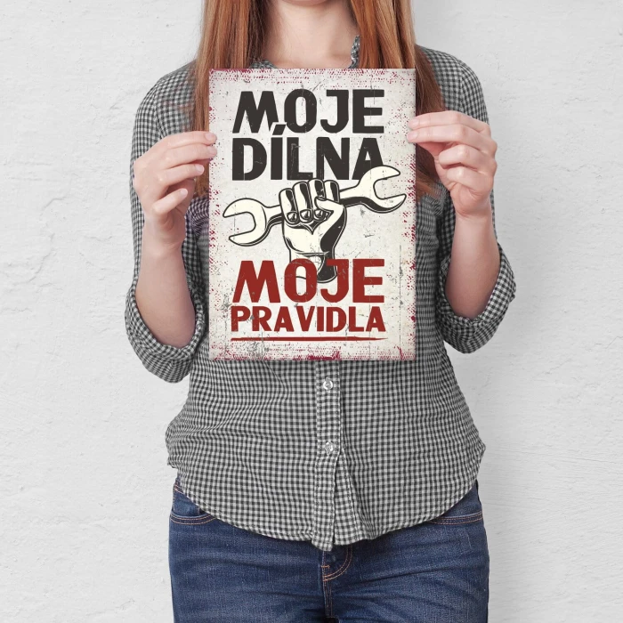 Poster metal moje DÍLNA moje PRAVIDLA gift