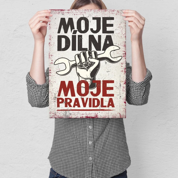 Poster metal moje DÍLNA moje PRAVIDLA gift