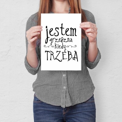 Plakat metalowy Jestem grzeszna Prezent