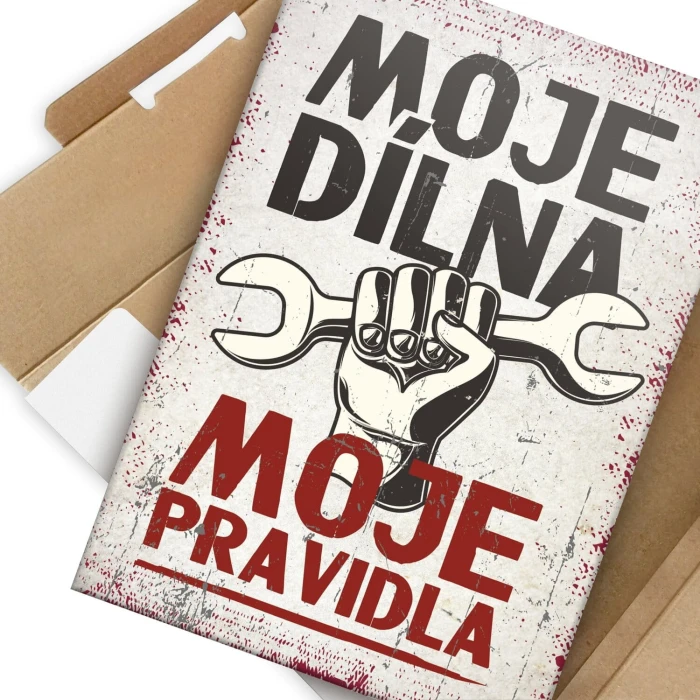 Poster metal moje DÍLNA moje PRAVIDLA gift