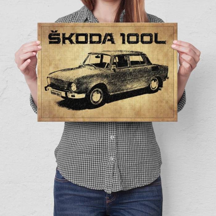 Plakat metalowy Skoda 100L Prezent
