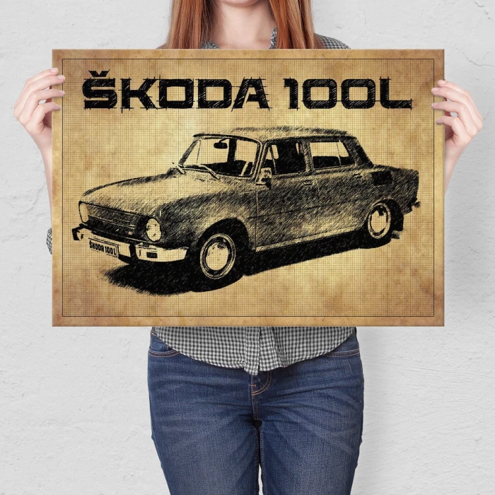 Plakat metalowy Skoda 100L Prezent
