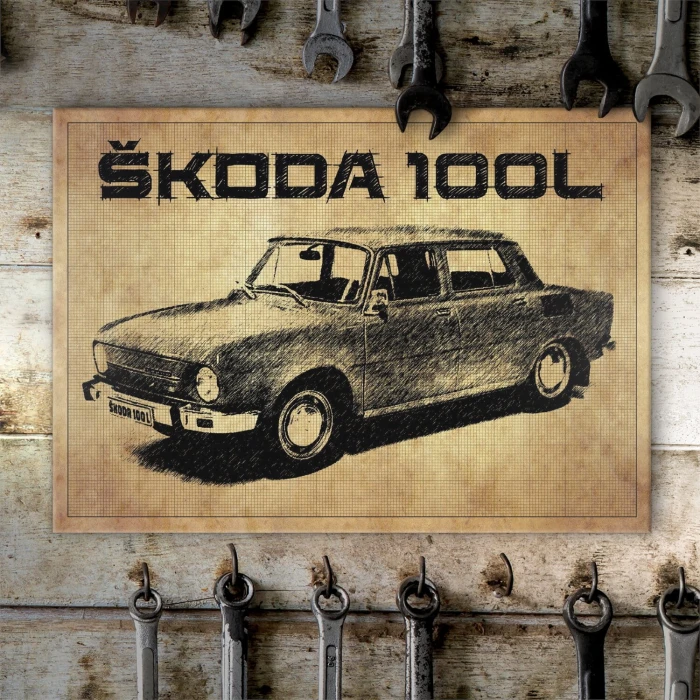 Plakat metalowy Skoda 100L Prezent