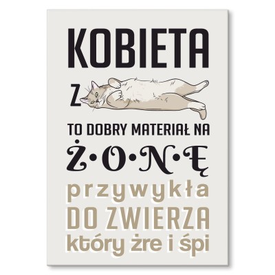 Plakat metalowy Kobieta z kotem Prezent