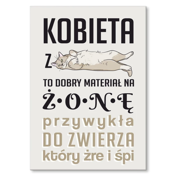 Plakat metalowy Kobieta z kotem Prezent