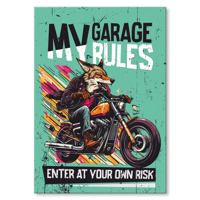 Poster metal my garage fox gift