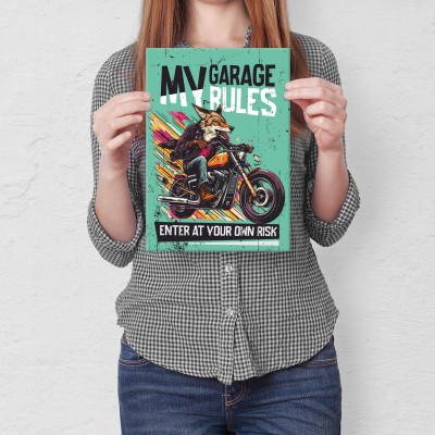Poster metal my garage fox gift