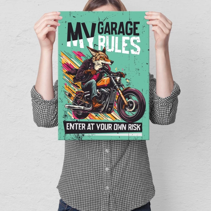 Poster metal my garage fox gift