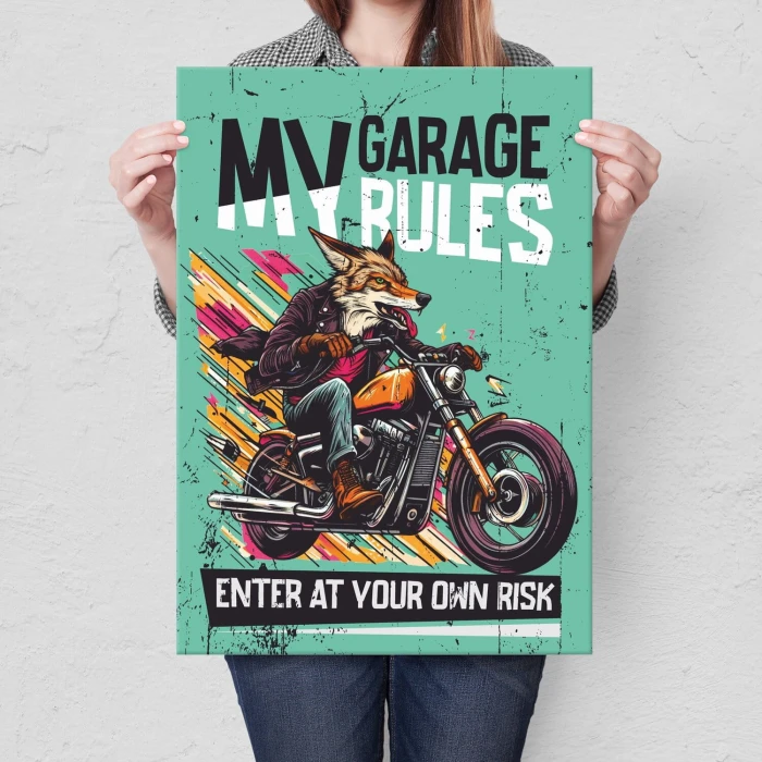 Poster metal my garage fox gift