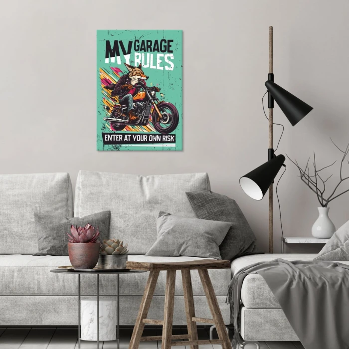 Poster metal my garage fox gift